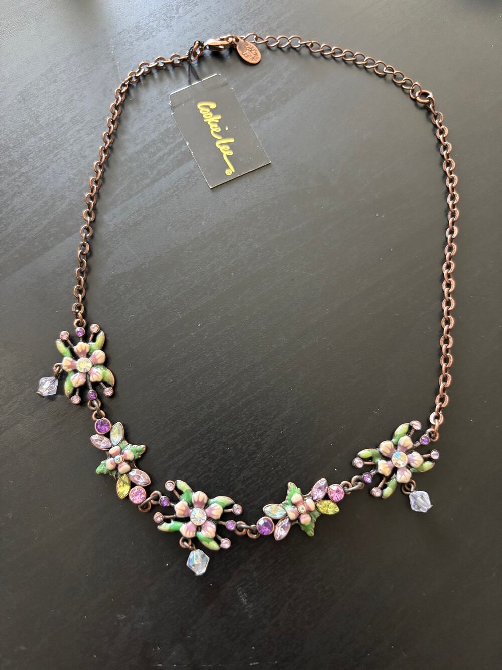 Cookie Lee Floral Necklace Whimsical New